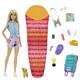 Barbie HDF73 - „Barbie im Doppelpack!" Spielset mit Malibu Puppe (blond, ca. 29 cm), Hündchen, Rucksack, Schlafsack & 10 Camping-Zubehörteilen, Spielzeug Geschenk für Kinder ab 3 Jahren