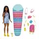 Barbie HDF74 - „Barbie im Doppelpack!" Brooklyn Puppe (brünett mit geflochtenen Zöpfen, ca. 29 cm) mit Hündchen, Rucksack, Schlafsack, 10 Camping-Zubehörteilen, Geschenk für Kinder ab 3 Jahren