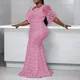 Robe longue en dentelle rose pour femmes, tenue élégante de soirée de mariage, grande taille 4xl 5xl