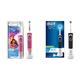 Oral-B Kids Princess Elektrische Zahnbürste für Kinder ab 3 Jahren, extra weiche Borsten, 2 Putzmodi, 4 Princess-Sticker, rosa& Vitality 100 Elektrische Zahnbürste/Electric Toothbrush, schwarz
