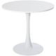 Table de salle à manger blanche Table de cuisine ronde avec tube en acier brillant et base 80 x 80