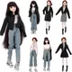 Vêtements de poupée en jean Mini veste en cuir Denim décontractée pantalons en cuir accessoires