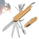 Couteau suisse polyvalent 13 en 1 multi-outils couteau pliant en acier inoxydable manche en bois