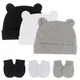 Bonnets en coton pour nouveau-né, bonnet et mitaines d'hôpital, couleur bonbon unie, gants de bonnet