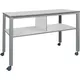 Table multi-fonctions E2008, mobile, piétement coloris aluminium, plateau gris