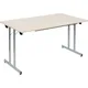 Table pliante F25, l x p 1400 x 800 mm, plateau façon érable, piétement coloris aluminium