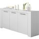 Pegane - Buffet meuble de salle à manger de 3 portes coloris Blanc Artic -144 cm (longueur) x 80 cm