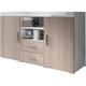 Design Ameublement - Buffet Bahut 2 portes 2 tiroirs | 140 x 80 x 40 cm | Couleur Blanc Brillant et