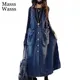 Robe en Denim bleu à col en v pour femmes tenue Vintage ample et surdimensionnée de styliste