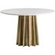 Table à manger ronde marbre blanc et pied métal doré Mensa 120 cm