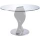 Table ronde plateau verre et pied fibre de verre laqué gris perle Torsada - Dimensions D 110 x H 76