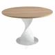Table ronde plateau chêne clair et pied fibre de verre blanc Torsada - Dimensions D 120 x H 76 cm