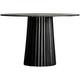 Les Tendances - Table de cuisine ronde marbre noir et pied manguier massif Lial D 120 cm
