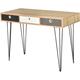 Table d'appoint console design scandinave 3 tiroirs tricolores pieds épingles métal noir panneaux