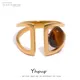 Yhpup – bague en acier inoxydable pour femmes, breloque en forme de tigre, métal doré, géométrique,