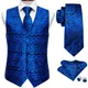 Gilet en soie pour hommes, bleu, cachemire, Jacquard, Folral, gilet, mouchoir, cravate, costume,