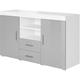 Design Ameublement - Buffet Bahut 2 portes 2 tiroirs | 140 x 80 x 40 cm | Couleur Blanc et Gris