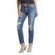 Silver Jeans Co. Damen Boyfriend Mid Rise Slim Leg Jeans, Dark Wash Ecf304, 30W x 29L