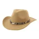 chapeau femme bonnet casquette Chapeau de Cowboy Panama en cuir de vache pour Femme, accessoires