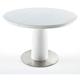 Pegane - Table à manger extensible ronde laqué blanc mat - 120/160 x 76 x 120 cm