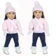 Costume de pull rose clair pour fille américaine, 18 pouces, vêtements de poupée, accessoires,