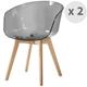Chaise design polycarbonate smoke pieds chêne (x2)