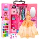 Meubles de maison de poupée Barbie, 73 articles/ensemble = 1 garde-robe + 72 accessoires de poupée,