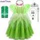Robe de princesse fée Tinkerbell, ailes pour filles, déguisement, fleur, feuille verte, elfes,