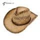 Fibonacci – chapeau de Cowboy en raphia pour femmes et hommes, chapeau de paille rétro, pare-soleil