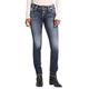 Silver Jeans Co. Damen Suki Curvy Fit Mid Rise Straight Leg Jeans, Vintage Dark Wash mit Lurex-Stich, 30W x 36L