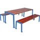 PROCITY Ensemble table et bancs Silaos®, longueur 1800 mm, bleu / acajou