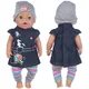 Vêtements de poupée pour bébé, 17 pouces, chapeau, Leggings, 43cm, robe en Denim, jouets, cadeaux