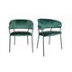 Lot de 2 chaises design en velours et métal vert