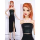 Tenues de poupée noires pour Barbie 11.5 pouces, ensemble haut et jupe en cuir pour robe FR ST,