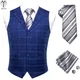 Hi-Tie – gilet de costume en soie pour homme, haut à carreaux bleus, couleur or, bleu, gris,