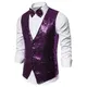 Gilet de costume à paillettes violettes pour hommes, Slim Fit, sans manches, pour DJ, discothèque,