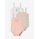 3er-Pack Baby Trägerbodys mit Hasen Oeko-Tex® rosa/weiß Gr. 50 von vertbaudet