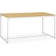 Table à manger rectangulaire métal blanc mat et décor bois - Loft - 4 places, 150cm