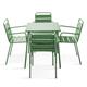 Table de jardin et 4 fauteuils métal vert cactus