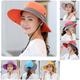 Chapeau de soleil pour femme Protection UV a large bord trou de queue de cheval leger reglable en