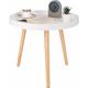 Table Basse Ronde en Bois Massif - Table de Salon Moderne - Blanche Chêne - 50x44 cm - Woltu