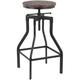Tabouret de bar pivotant à hauteur réglable dessus en pin naturel de style industriel + chaise de