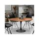 Khahomedesign - Table à manger ronde industrielle en teck massif et pied métal OPIAN - Naturel