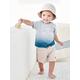 Jungen Baby-Set: T-Shirt mit Verlauf, Shorts & Sonnenhut beige/blau Gr. 68 von vertbaudet