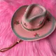 Chapeau de cowboy étoile rose Style occidental pour femmes et filles, Vintage, protection solaire,