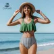 CUPSHE – maillot de bain vert à volants, ensemble deux pièces, débardeur, taille haute, Bikini, pour