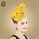 FS Sinamay – chapeaux fascinants d'église jaune pour femmes couvre-chef de mariée blanc élégant
