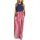 HItmebox – robe longue sans manches pour femmes Sexy Slim fit imprimé drapeau américain bandes