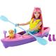 Barbie HDF75 - „Barbie im Doppelpack! Camping" Spielset mit Daisy Puppe (kurvig mit rosafarbenen Haaren, ca. 29 cm), Hündchen, Kajak & Camping-Zubehör, Spielzeug Geschenk für Kinder ab 3 Jahren