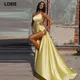LORIE – robe De soirée jaune asymétrique épaule dénudée fente latérale haute tenue De bal perlée